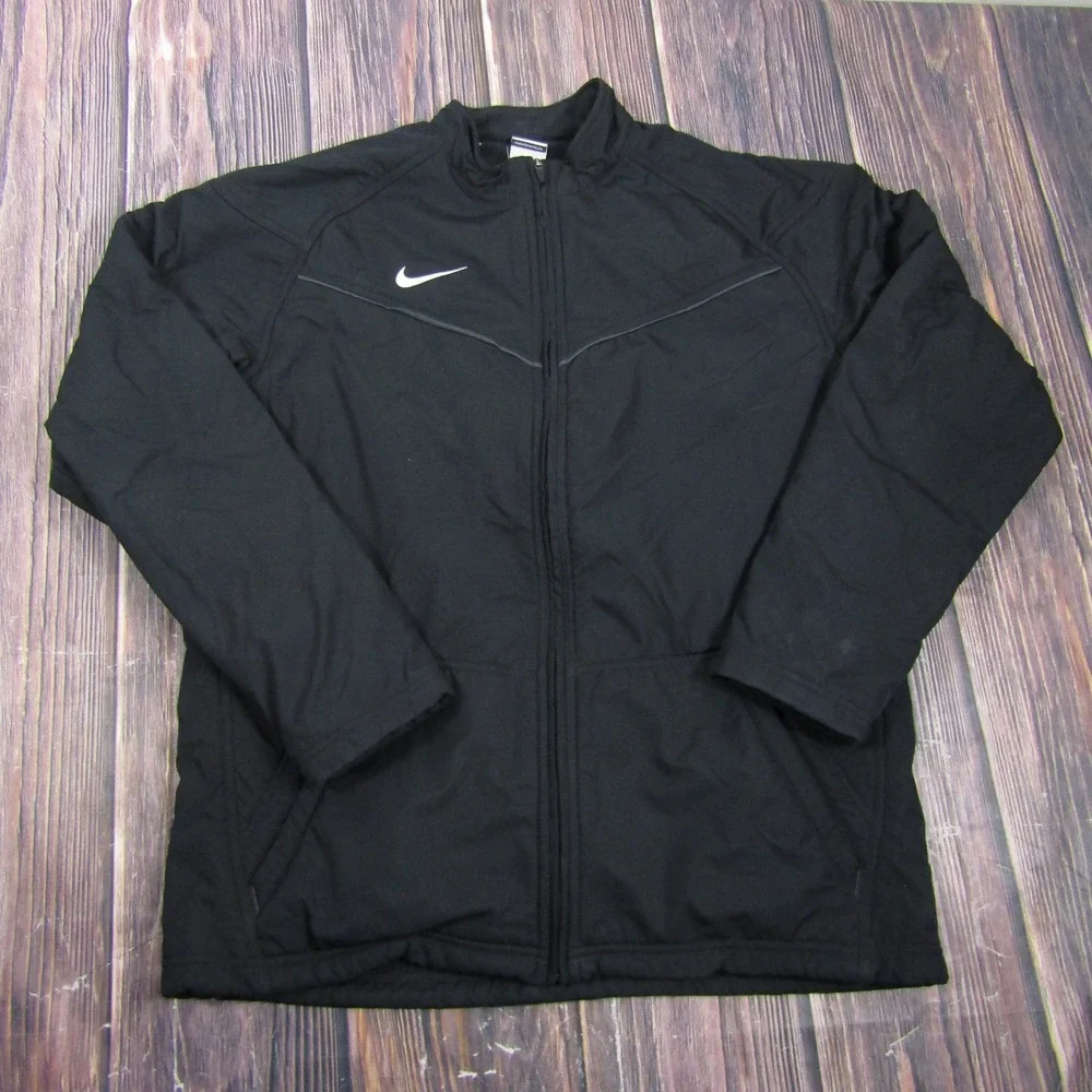 Nike Track Jacket Mens Large Black Full Zip Mock Neck Athletic BB47